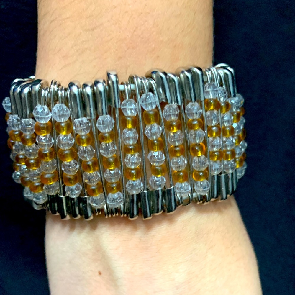 Handmade gold and clear bracelet! Super unique piece